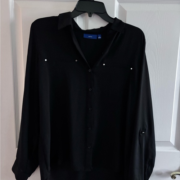 Apt. 9 Black Casual Button Down Shirt - Picture 2 of 3